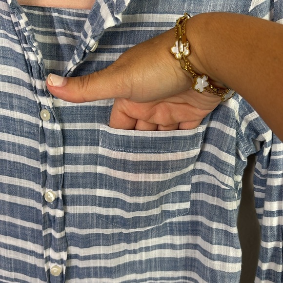 J. Crew the Perfect Shirt Blue White Striped Button Down Shirt 100% Cotton Sz XS - Picture 3 of 12